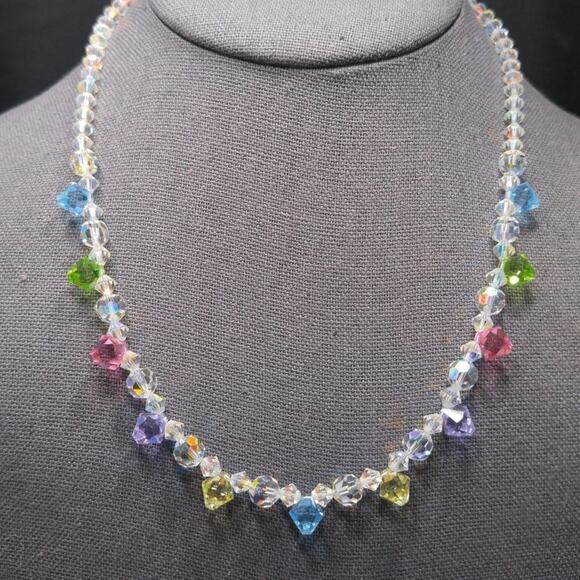 Swarovski Elements Crystal Hand-crafted Necklace, Clear AB Pastel Beads, 18 Inch - Picture 11 of 11